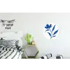Bloem - Blaadjes - Minimalistisch - Blauw Wandcirkel aluminium klein -kinderkamer