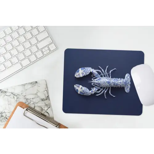 Kreeft - Porselein - Delfts - Blauw muismat rubber klein -witbureau