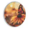 Vlinder - Bloemen - Oranje Akoestische PET Vilt - Rond klein -3d