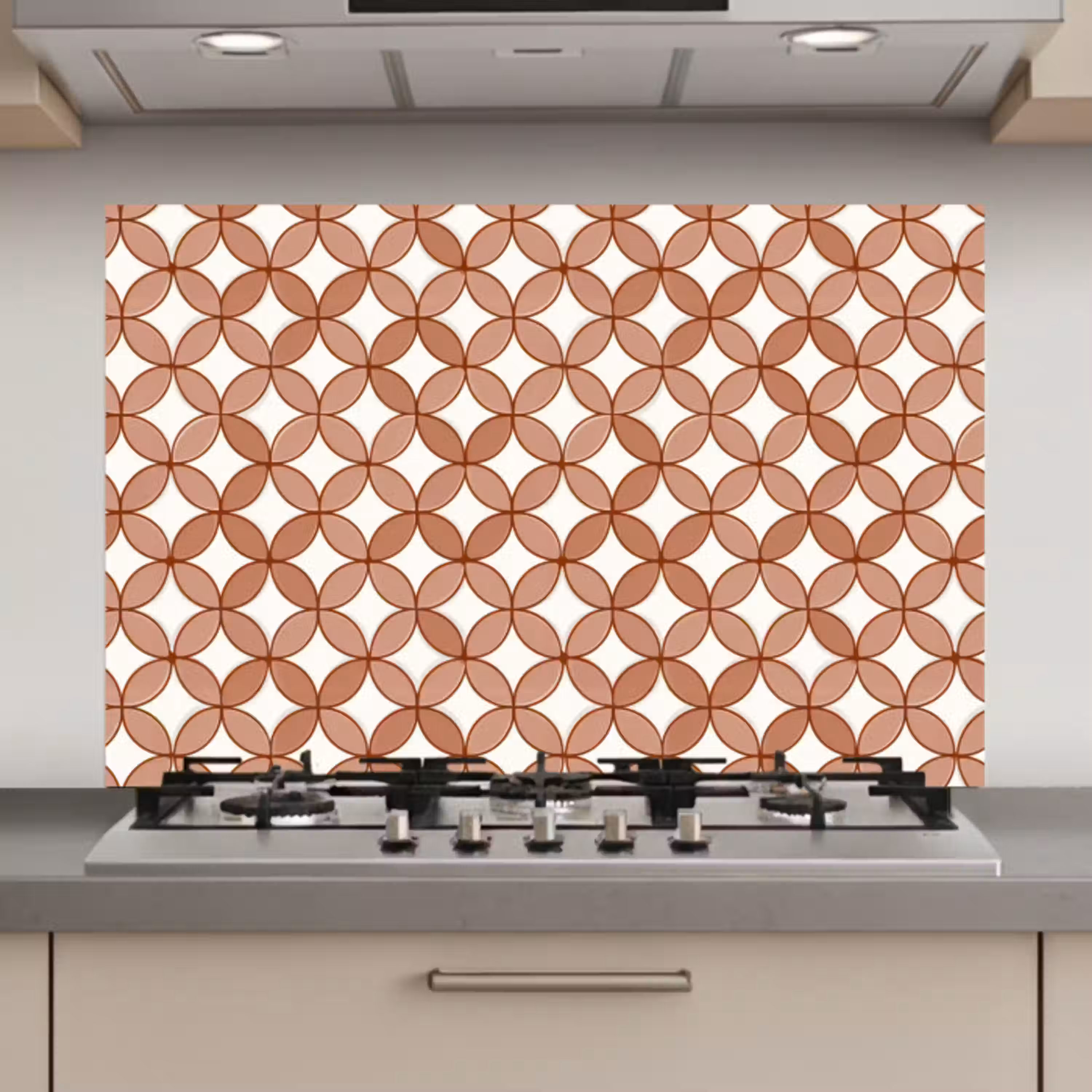 Geometrisch - Cirkels - Modern - Terracotta keuken achterwand spatscherm klein 900 -3d_website