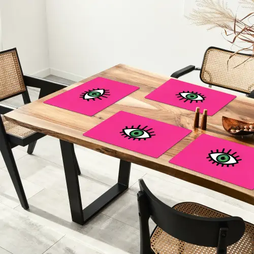 Minimalistisch - Oog - Roze Placemat vinyl groot -zzsfeer4_Kitchenyeah-website