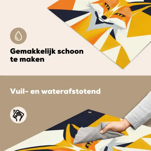 Vos - Oranje - Abstract - Driehoeken Inductie beschemer met haakjes middel -ky-schoon-nl