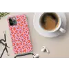 Panterprint - Rood - Paars - Roze - Dierenprint Hoesje iPhone 12 Pro met koord klein -oordop