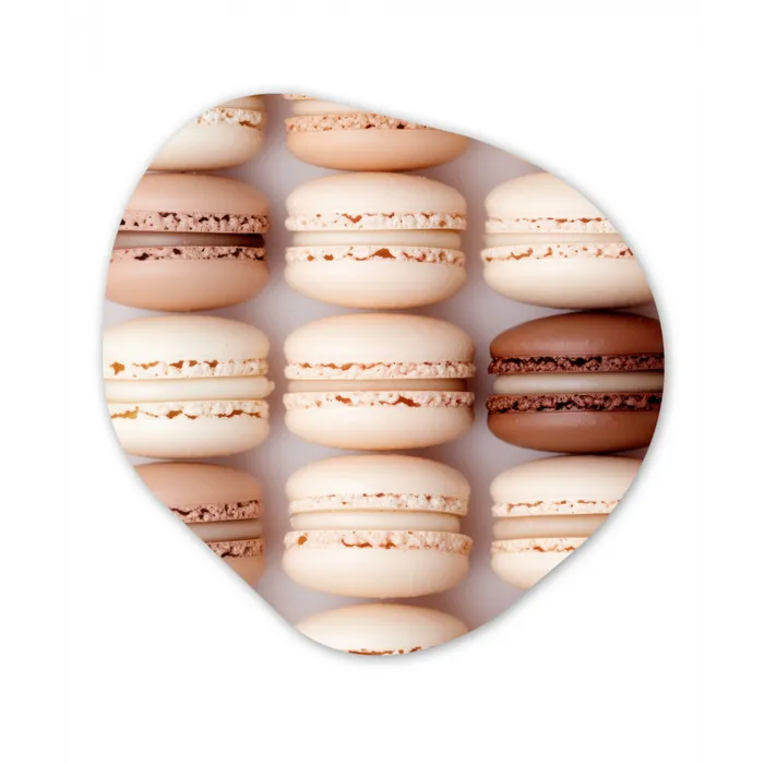 Macarons - Beige - Bruin Wandcirkel Organisch Forex 3mm klein -3d