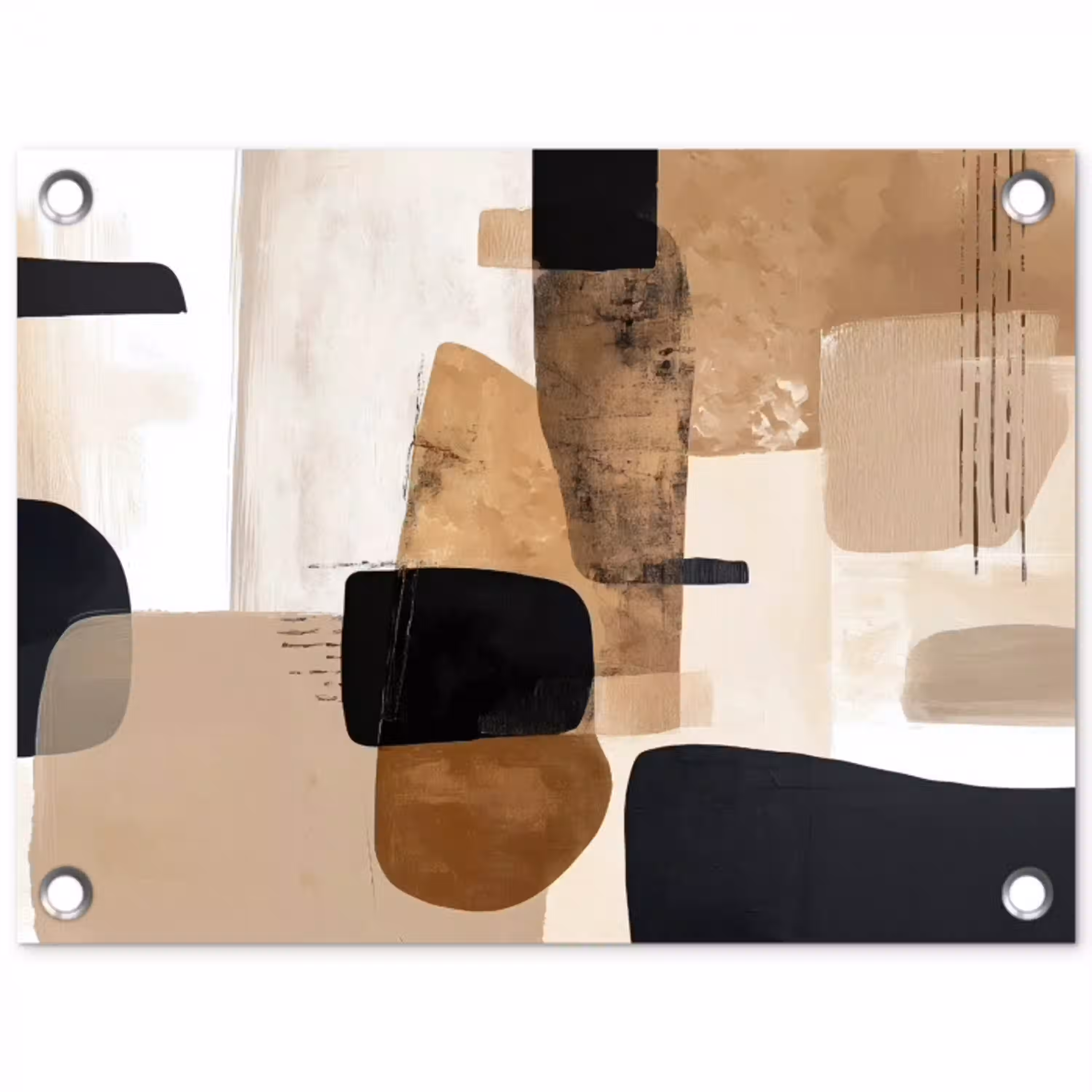 Vlakken - Abstract - Zwart - Strepen tuinposter los doek klein -3d