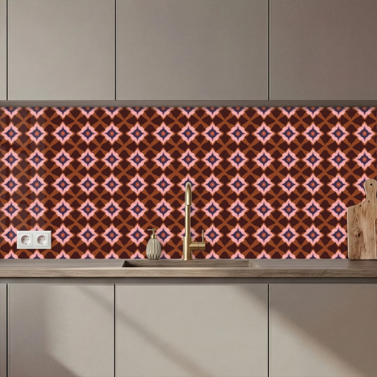 Geometrisch - Sierlijk - Bruin keuken achterwand 2 middel 871 zz_3dshopping