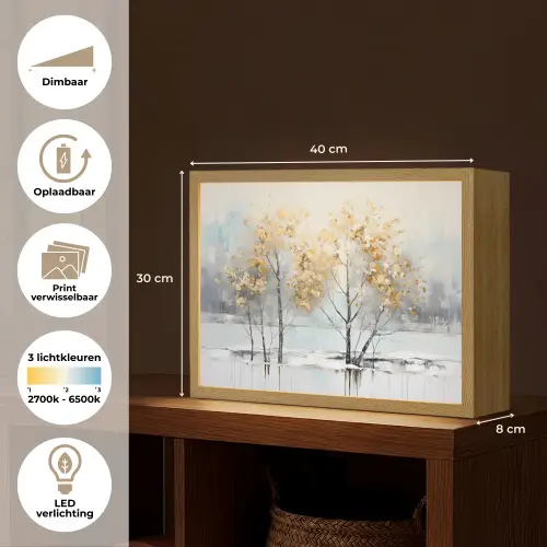 Winter - Bomen - Natuur - Acryl - Kunst Light Box met batterij (Wandlamp) middel -USP_websiteoverzichtNL