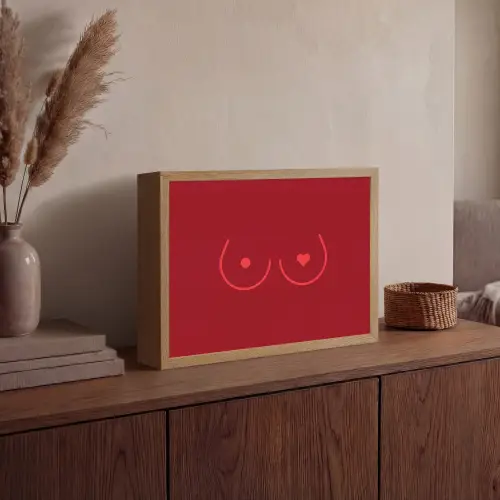 Minimalistisch - Lijnillustratie - Rood Light Box met batterij (Wandlamp) middel -sfeer2
