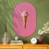 Hoorntje - Schepijs - Roze Wandcirkel Ovaal Glas middel -sfeer2