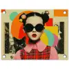 Meisje - Zonnebril - Kat - Retro tuinposter los doek klein -3d