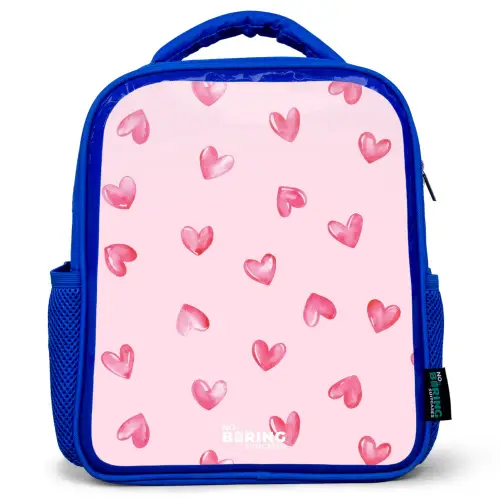 Roze hartjes Kinderrugzak - Blauw middel -3d