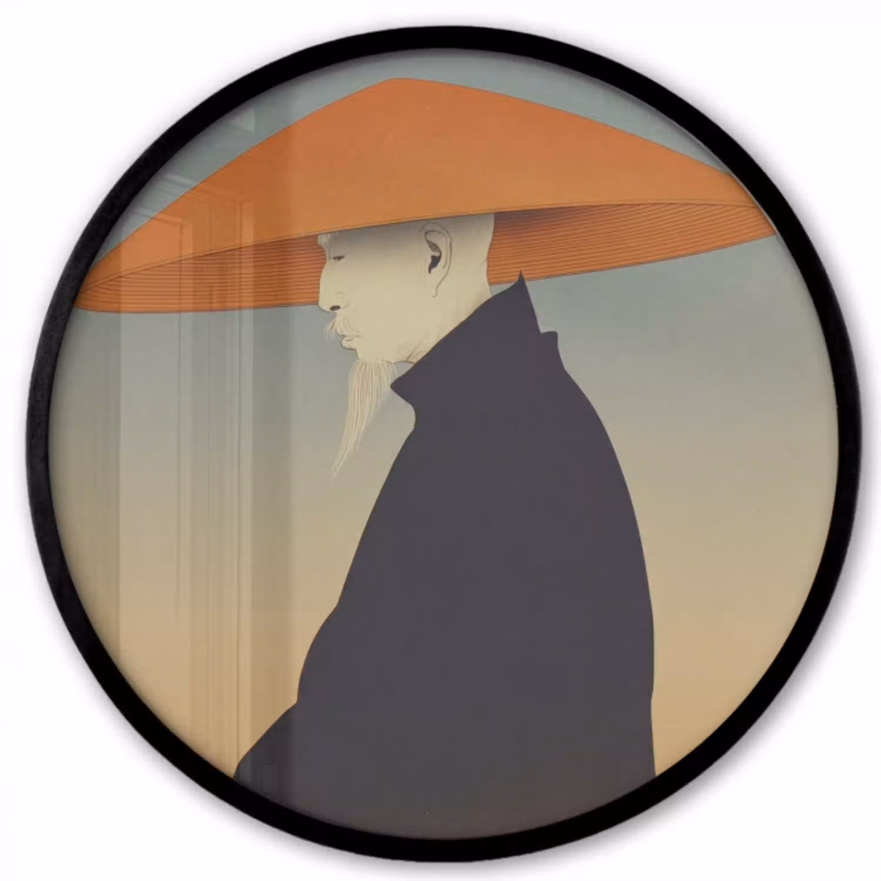 Minimalistisch - Silhouet - Oranje Fotolijst rond zonder passe partout klein -3d