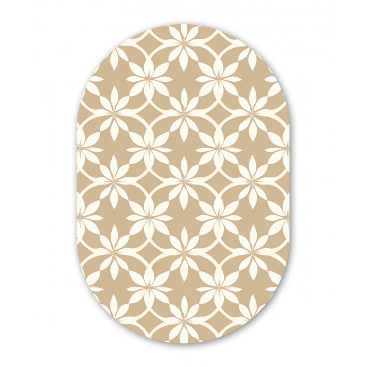 Bloemen - Patroon - Beige Wandcirkel Ovaal Forex klein 630 -3d