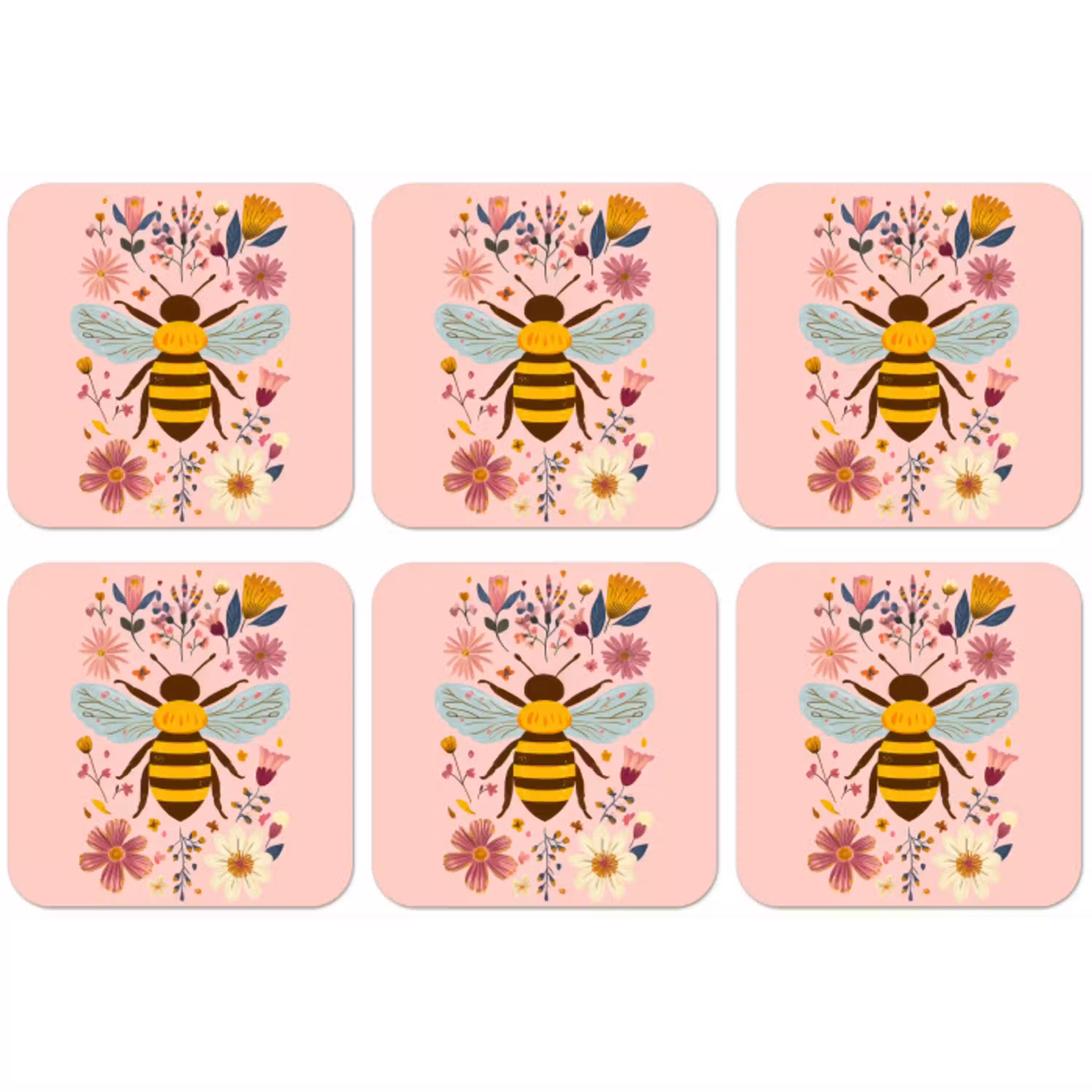 Bij - Geel - Bloemen - Kleurrijk onderzetter kurk middel -zkaufland3dotto