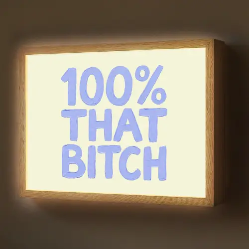100% that bitch - Blauw - Wit Light Box met batterij (Wandlamp) middel -z3d_website