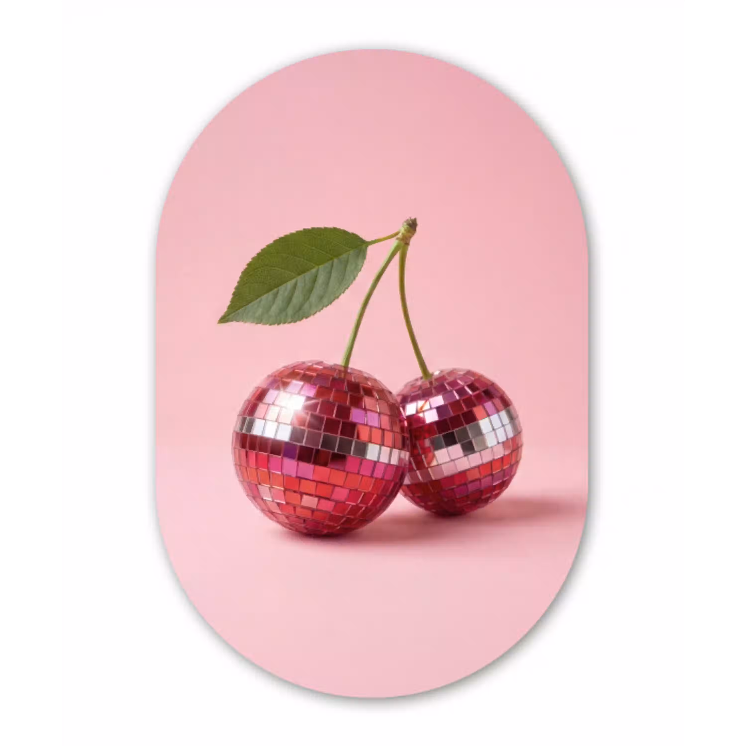 Disco - Kersen - Roze Wandcirkel Ovaal Aluminium middel -3d