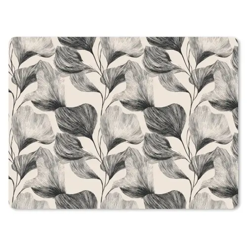 Botanisch - Bladeren - Zwart muismat rubber klein 262 -3d