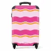 Golvende strepen in roze en oranje NBS - Handbagage koffer - Unisex middel -productfoto_recht