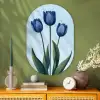 Tulpen - Blauw - Bladeren Wandcirkel Ovaal Glas middel -sfeer2