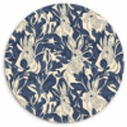 Hazen - Bladeren - Patroon - Blauw - Beige Wandcirkel kunststof plaat 5mm dik klein 188 -3d