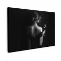 Vrouw - Wijn - Jurk Tuinposter op houten frame 2 cm dik klein -3d