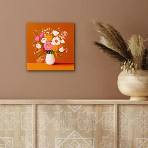 Vaas - Bloemen - Oranje aluminium wit klein -sfeer4
