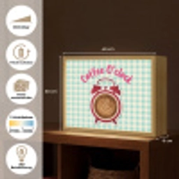 Koffie - Klok - Groen Light Box met batterij (Wandlamp) middel -USP_websiteoverzichtDE