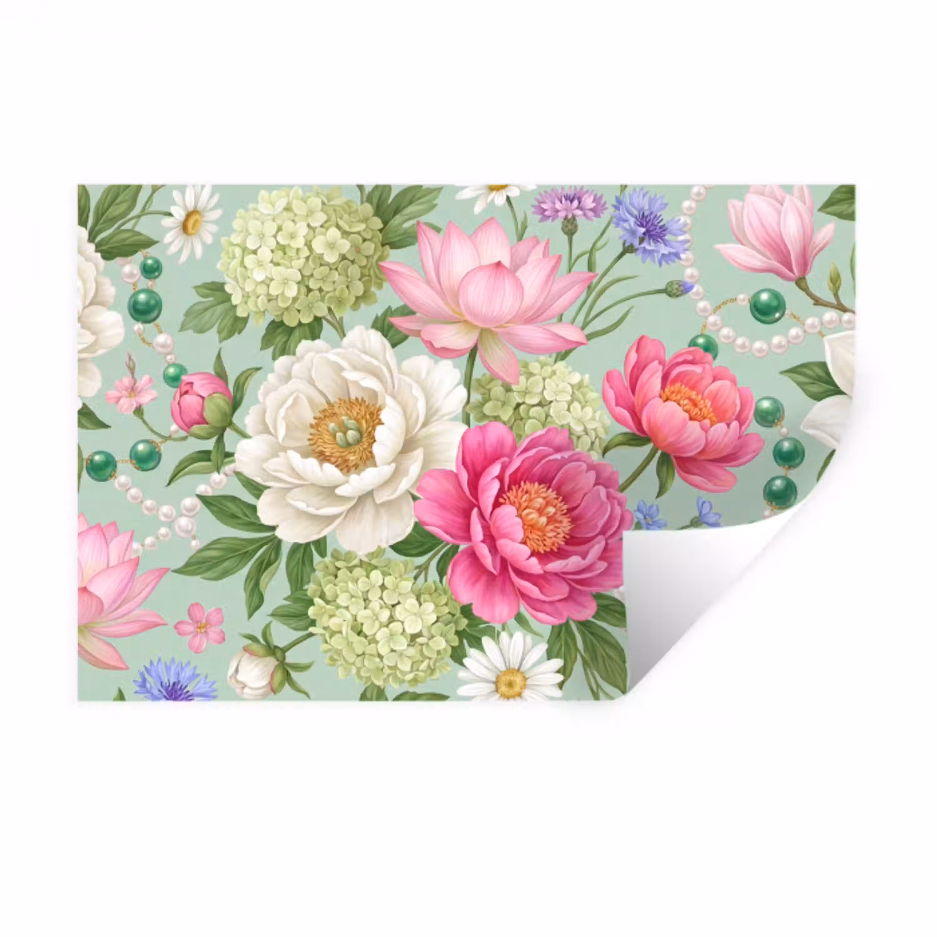 Bloemen - Patroon - Botanisch - Groen Muursticker klein -3d
