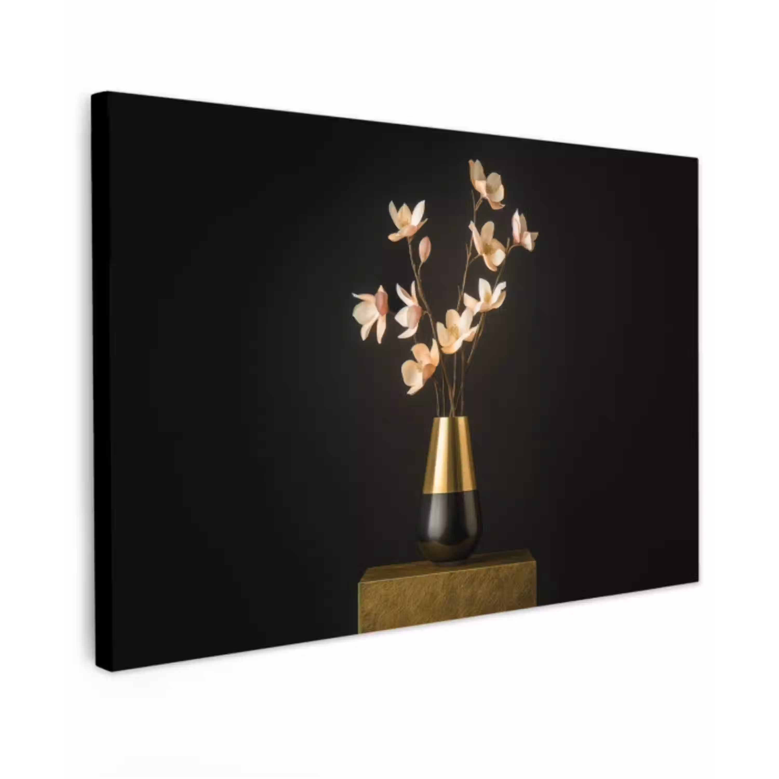 Sierlijk - Boeket - Goud - Vaas Tuinposter op houten frame 2 cm dik klein -3d