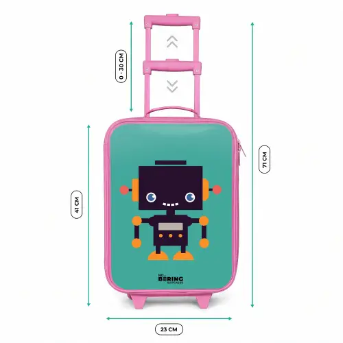 Groene robot Kinderkoffer - Roze klein -productfoto_formaten