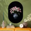 Bloemen - Roze - Tulpen - Vaas Wandcirkel Ovaal Glas middel -sfeer2