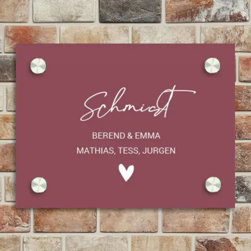 Donker oudroze - Sierlijk Naambord Rechthoek middel -sfeer3