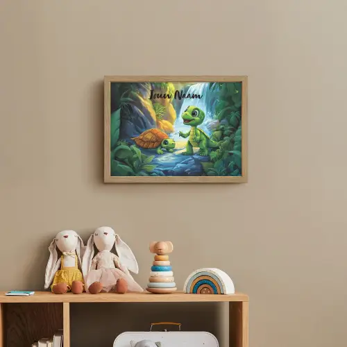 Schildpad - Dino - Jungle - Waterval Light Box met batterij (Wandlamp kind) middel -sfeer2_kind