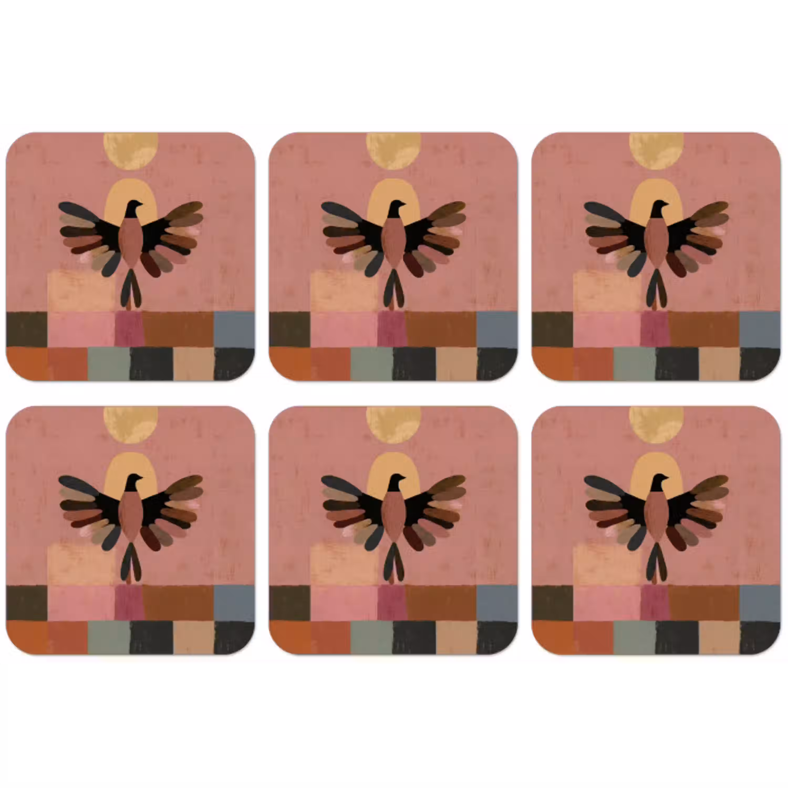 Illustratie - Vogel - Vlakken - Kleurrijk onderzetter kurk middel -zkaufland3dotto