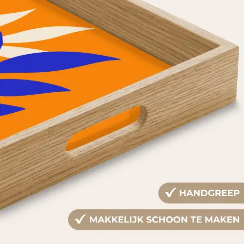 Takken - Bladeren - Minimalistisch - Blauw Dienblad Rechthoek middel -USP_HandgreepNL
