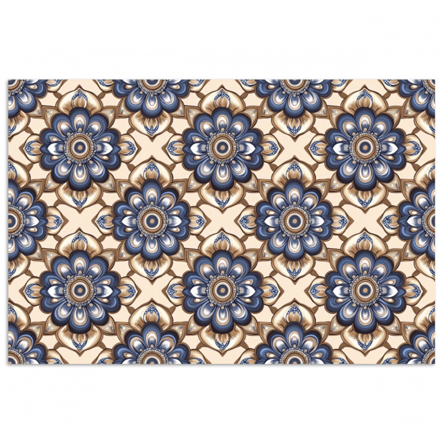 Floraal - Ornament - Blauw poster papier klein 62 -3d