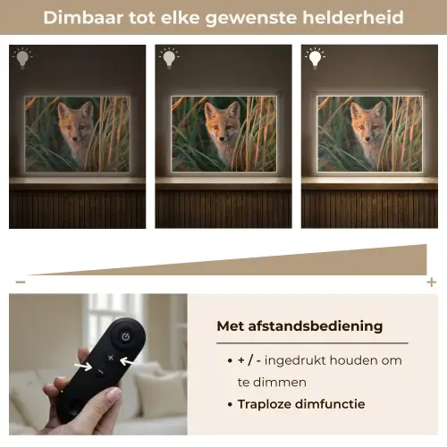 Vos - Oranje - Gras Light Box met batterij (Wandlamp) middel -USP_dimbaarNL