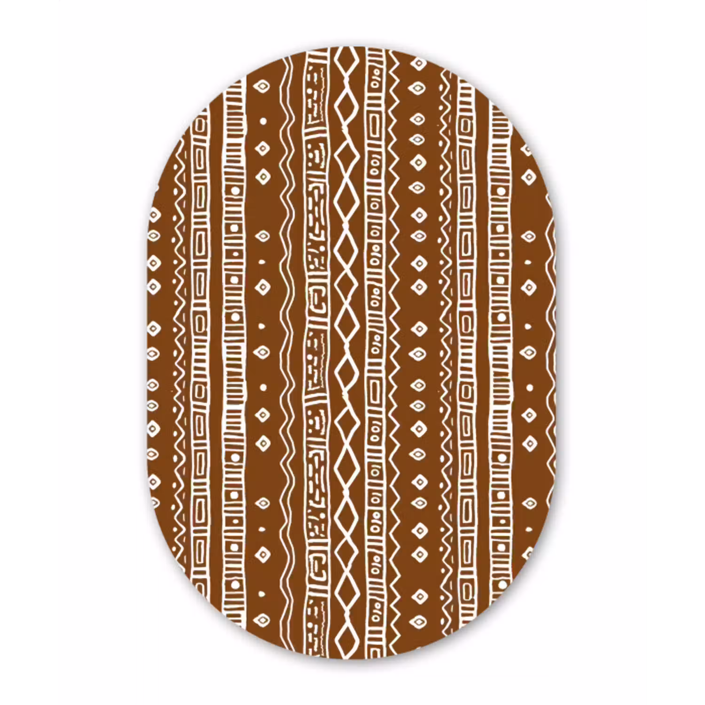 Chocoladebruin - Etnisch - Tribaal - Patroon Wandcirkel Ovaal Forex klein 630 -3d