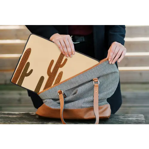 Cactus - Woestijn - Zand - Bruin laptophoes neopreen klein -tas