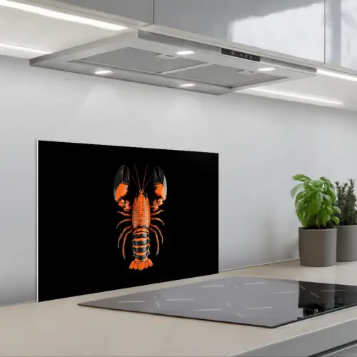 Kreeft - Oranje - Zwart - Modern keuken achterwand spatscherm klein -3d_schuin