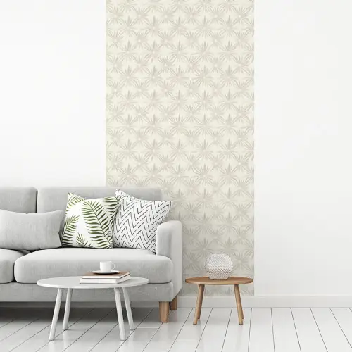 Patroon - Bloemen - Beige fotobehang vinyl groot 64 -woonkamer