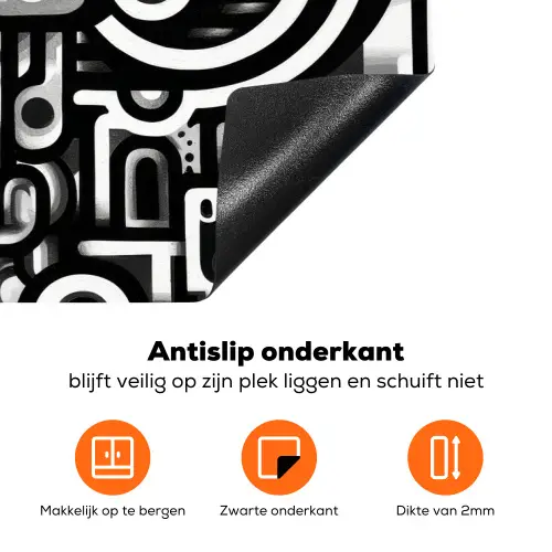 Symbolen - Abstract - Grafisch - Zwart Inductie beschermer vinyl 3mm klein -zzzzzzz-td-onderkant