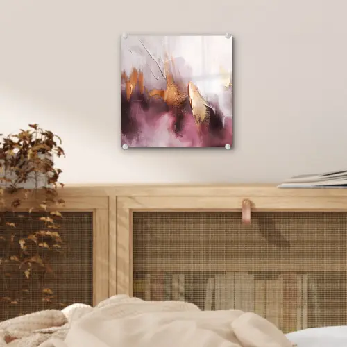 Watercolor - Goud - Roze - Abstract - Kunst plexiglas 5mm klein -sfeer4