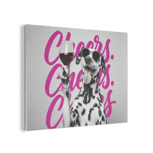 Cheers - Hond - Roze - Wijn PET vilt klein -3d