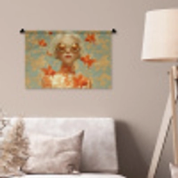 Goudvissen - Oranje - Vrouw - Blond Wandkleed katoen klein -sfeer4