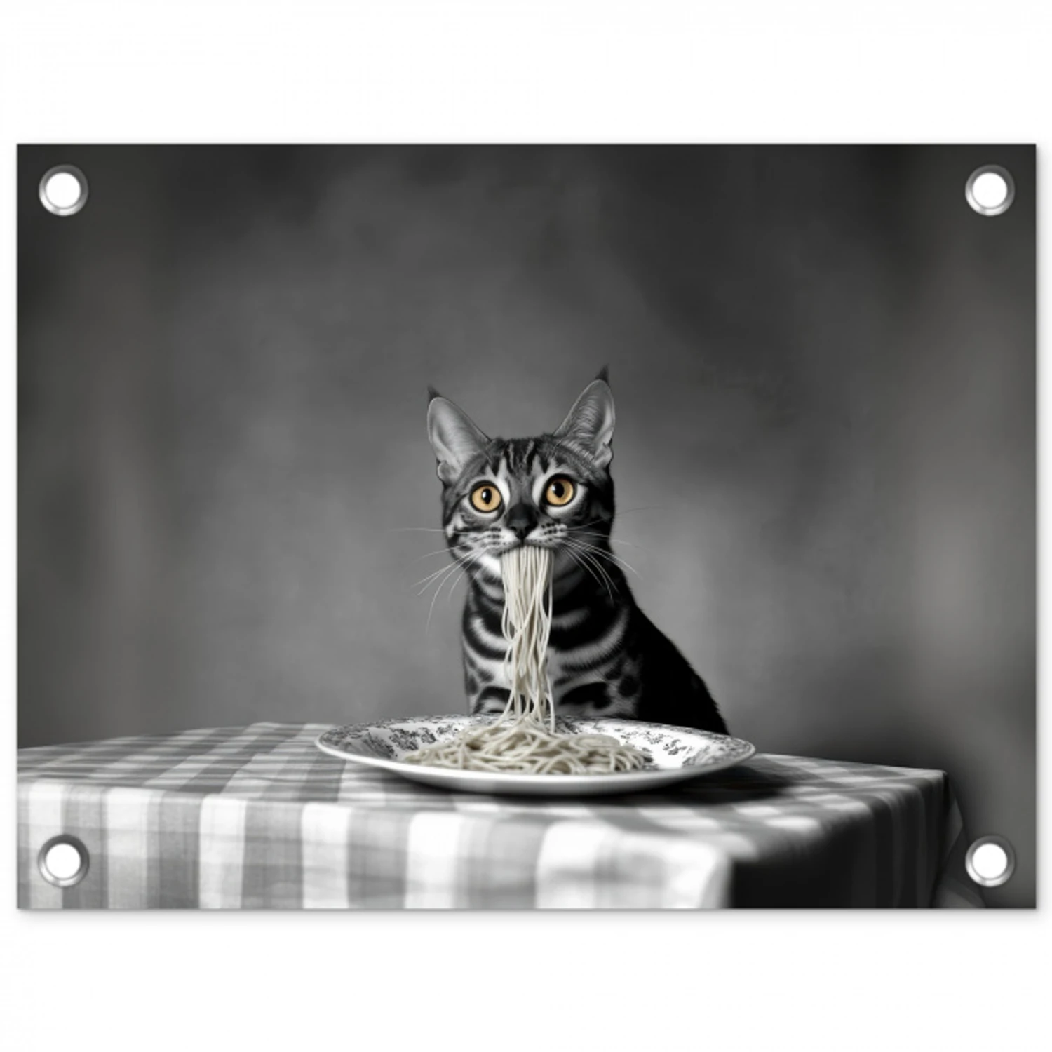 Bengaal - Kat - Tafelkleed - Zwart - Wit - Dier tuinposter los doek klein -3d