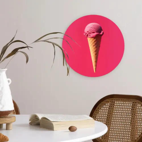 Schepijs - Roze - Hoorntje Wandcirkel kunststof plaat 5mm dik klein -sfeer4