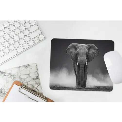 Olifant - Zwart - Wit - Rook muismat rubber klein -witbureau