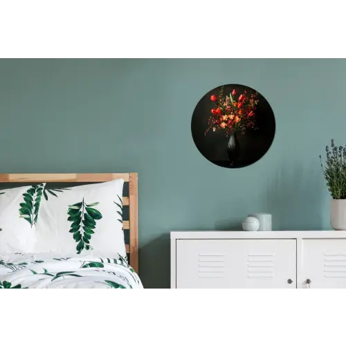 Bloemen - Takken - Boeket Wandcirkel aluminium klein -slaapkamer