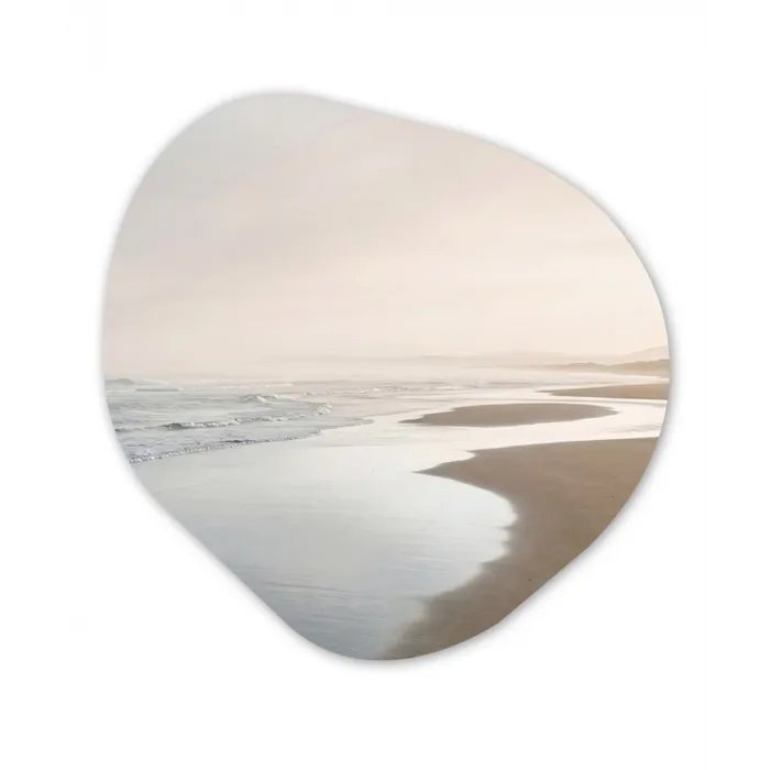 Kustlijn - Strand - Oceaan Wandcirkel Organisch Aluminium middel -3d